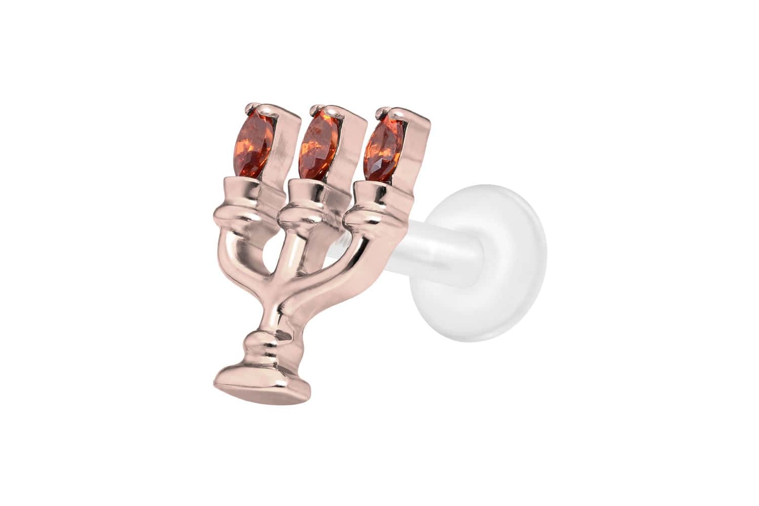 PTFE Labret Piercing mit Innengewinde + Titan-Aufsatz KERZENLEUCHTER